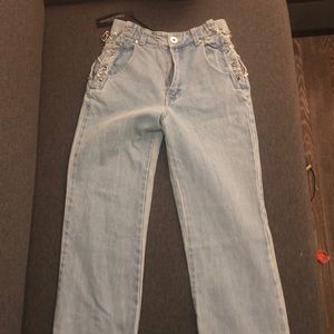 Straight leg jeans with chain detail